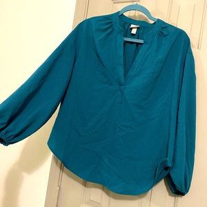A New Day Teal Striped Blouse